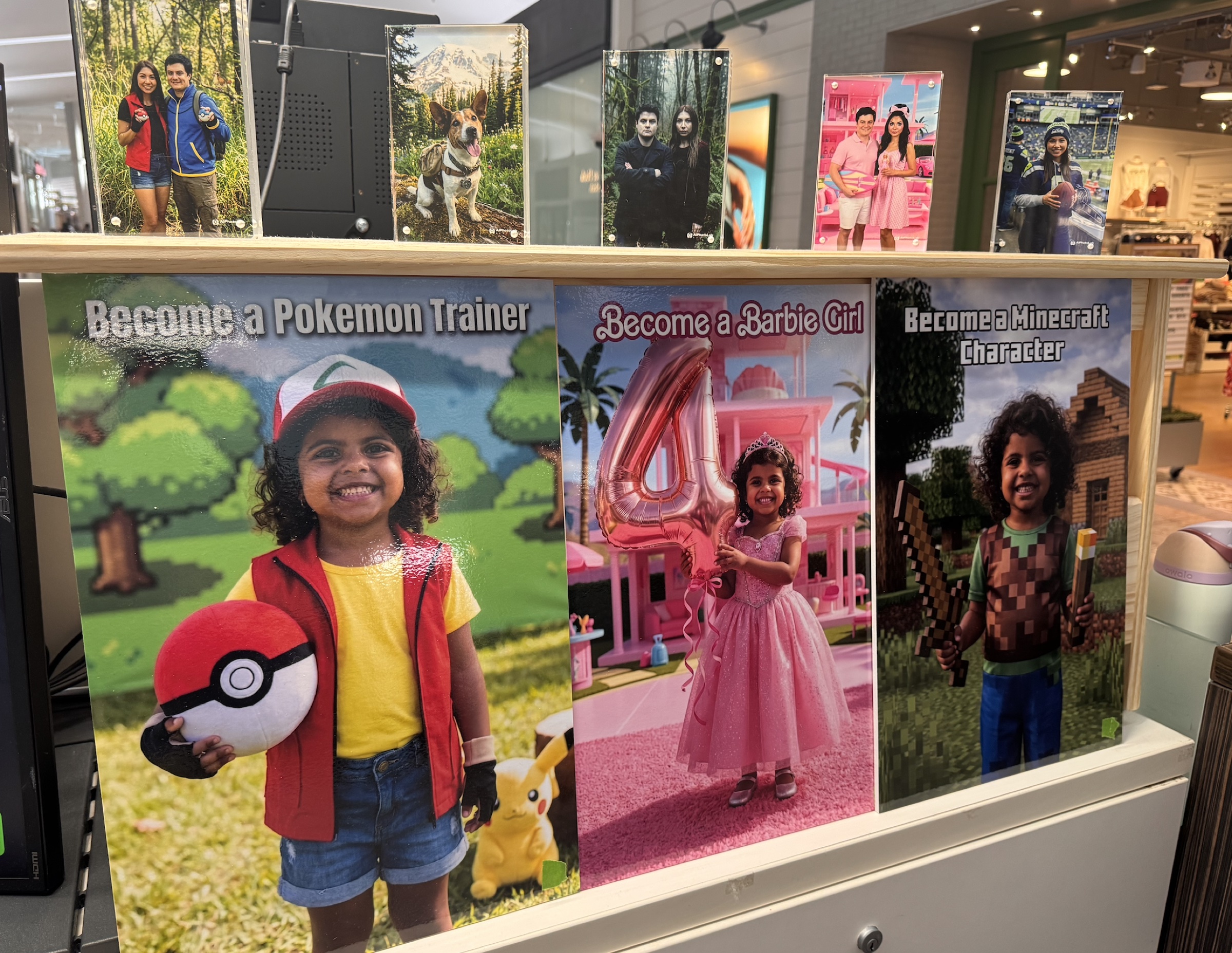 Touchscreen interface on the AI Photo Lab kiosk where guests pick their AI portrait themes.